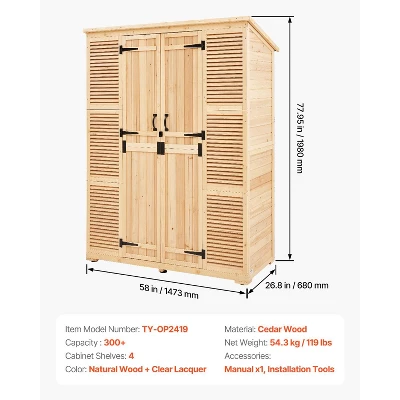VEVOR Outdoor Storage Shed, Oversize Wooden Outside Storage Cabinet With Waterproof Roof And Metal Frame With Shelves & Floor, 58"x78" 7 VEVOR Outdoor Storage Shed, Oversize Wooden Outside Storage Cabinet With Waterproof Roof And Metal Frame With Shelves & Floor, 58"x78" - Image 7