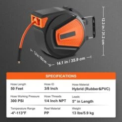 VEVOR Retractable Air Hose Reel, 3/8 IN X 50 FT Hybrid Air Hose Max 300PSI 14 VEVOR Retractable Air Hose Reel, 3/8 IN X 50 FT Hybrid Air Hose Max 300PSI -Aesthtic Interiors GUEST 2ee3e4f9 0fa0 47ff bea6 7262cf062a73