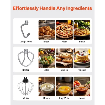 VEVOR Stand Mixer, 5QT Dough Mixer, 10+P Speeds Tilt-head Food Mixer, Kitchen Mixer With Stainless Steel Bowl, Dough Hook, Wire Whip, Black 5 VEVOR Stand Mixer, 5QT Dough Mixer, 10+P Speeds Tilt-head Food Mixer, Kitchen Mixer With Stainless Steel Bowl, Dough Hook, Wire Whip, Black - Image 5