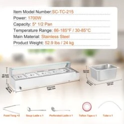 VEVOR 5-Pan Commercial Food Warmer, 5 X 8QT Electric Steam Table With Glass Cover, 1700W Countertop Stainless Steel Buffet Bain Marie 14 VEVOR 5-Pan Commercial Food Warmer, 5 X 8QT Electric Steam Table With Glass Cover, 1700W Countertop Stainless Steel Buffet Bain Marie -Aesthtic Interiors GUEST 2fda87e0 0d1c 42a4 8c67 25aed0b17491