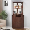 VEVOR Corner Industrial Bar Cabinet, Wine Table For Liquor & Glasses, Sideboard Buffet Cabinet With Glass Holder, Black Walnut