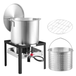 VEVOR 80 Qt Seafood Boiling Kit With Strainer, Outdoor Seafood Boil Pot And Basket, Cooking Set For Crab Crawfish Lobster Boiling, Silver -Aesthtic Interiors GUEST 3003bd3e d57f 4fc6 9ac5 1c33b549c58c