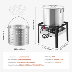 VEVOR 80 Qt Seafood Boiling Kit With Strainer, Outdoor Seafood Boil Pot And Basket, Cooking Set For Crab Crawfish Lobster Boiling, Silver -Aesthtic Interiors GUEST 303fb8a7 4167 4049 a45d a0dccba03cbb