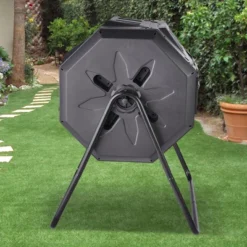 VEVOR Compost Bin, 43-Gal Dual Chamber Composting Tumbler, Large Tumbling Rotating Composter With 2 Sliding Doors And Steel Frame