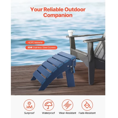 VEVOR Adirondack Ottoman, 15.7L X 18.9W X 13H Inch HDPE Plastic Folding Adirondack Ottoman, Weather-Resistant Foot Rest For Adirondack Chair, Blue 2 VEVOR Adirondack Ottoman, 15.7L X 18.9W X 13H Inch HDPE Plastic Folding Adirondack Ottoman, Weather-Resistant Foot Rest For Adirondack Chair, Blue - Image 2