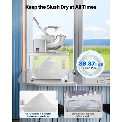 VEVOR Commercial Ice Crusher 661LBS/H, 350W Electric Snow Cone Machine With 4 Blades, 1400RPM Stainless Steel Shaved Ice Machine, White 4 VEVOR Commercial Ice Crusher 661LBS/H, 350W Electric Snow Cone Machine With 4 Blades, 1400RPM Stainless Steel Shaved Ice Machine, White - Image 4