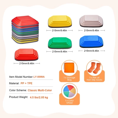 VEVOR Balance Stepping Stones For Kids, 10 PCS, Up To 220 Lbs, Non-Slip Toddlers Sensory Stepping Stones, Toys For Children Aged 3 4 5 6 7 8+ 7 VEVOR Balance Stepping Stones For Kids, 10 PCS, Up To 220 Lbs, Non-Slip Toddlers Sensory Stepping Stones, Toys For Children Aged 3 4 5 6 7 8+ - Image 7