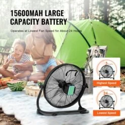 VEVOR Cordless Fan 16 In, Portable Quiet Personal Fan For Home Or Office, 360 Degree Manual Pivoting Head, Stepless Speed Regulation High Velocity -Aesthtic Interiors GUEST 30e05602 9354 4cdb a780 d629fe8e7b16