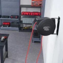 VEVOR Retractable Extension Cord Reel, 45 FT, Heavy Duty 12AWG/3C SJTOW Retractable Power Cord With Lighted Triple Tap Outlet, Black