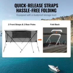VEVOR 4 Bow Bimini Top Boat Cover, Detachable Mesh Sidewalls, 600D Polyester Canopy With 1" Aluminum Alloy Frame 12 VEVOR 4 Bow Bimini Top Boat Cover, Detachable Mesh Sidewalls, 600D Polyester Canopy With 1" Aluminum Alloy Frame -Aesthtic Interiors GUEST 30e4888c ae99 4287 8d56 15f4bdafe96c