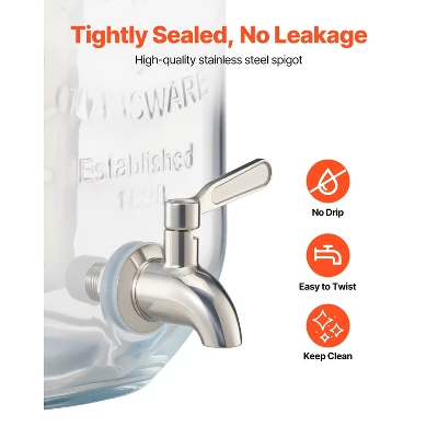 VEVOR Beverage Dispenser, 2 Pack 1 Gallon Drink Dispensers For Parties, Glass Juice Dispenser With Wood Stand, Stainless Steel Spigot,Infuser, Clear 3 VEVOR Beverage Dispenser, 2 Pack 1 Gallon Drink Dispensers For Parties, Glass Juice Dispenser With Wood Stand, Stainless Steel Spigot,Infuser, Clear - Image 3