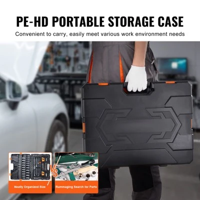 VEVOR Mechanics Tool Set And Socket Set, 1/4" 3/8" 1/2" Drive Deep And Standard Sockets, 205 Pcs SAE And Metric Mechanic Tool Kit 5 VEVOR Mechanics Tool Set And Socket Set, 1/4" 3/8" 1/2" Drive Deep And Standard Sockets, 205 Pcs SAE And Metric Mechanic Tool Kit - Image 5