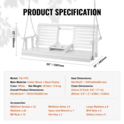 VEVOR Wooden Porch Swing 5 Ft, Patio Bench Swing For Courtyard & Garden, Upgraded 880 Lbs Strong Load Capacity -Aesthtic Interiors GUEST 322c000f 01a3 4081 b1c8 fa02bd56c6d5