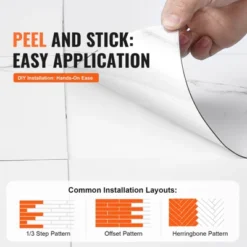 VEVOR Self Adhesive Vinyl Floor Tiles 390 X 23.6 Inch, 1.5mm Thick Peel & Stick, White Marble Texture DIY Flooring For Kitchen, Dining Room -Aesthtic Interiors GUEST 325587e9 690d 4f7e 98e5 8cda750dd1f5