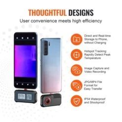 VEVOR Thermal Imaging Camera For Android, 256 X 192 IR Resolution Infrared Thermal Imager With Visual Camera, 25Hz Refresh Rate Thermal Camera, Grey -Aesthtic Interiors GUEST 32c00ab5 a122 4e7a a136 25a334c6736b