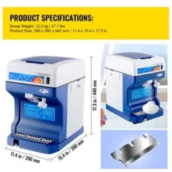 VEVOR 110V Electric Shaved Ice Machine 250W Snow Cone Maker Tabletop With Adjustable Ice Texture, Ice Shaving Machine 265LBs/hr, Blue -Aesthtic Interiors GUEST 331c2c39 92cc 488f 8579 61fd494dcfd0