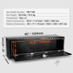 VEVOR Underbody Truck Box, 60" X 17" X 18" Pickup Storage Box, Heavy Duty Aluminum Diamond Plate Tool Box With Lock And Keys 13 VEVOR Underbody Truck Box, 60" X 17" X 18" Pickup Storage Box, Heavy Duty Aluminum Diamond Plate Tool Box With Lock And Keys -Aesthtic Interiors GUEST 333261c7 8de5 4100 ace5 df8b48990d0b