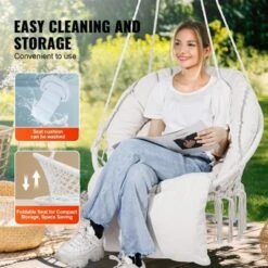 VEVOR Hanging Hammock Swing Chair, 330 Lbs Capacity, Macramé Hanging Chair With Cushion And Mounting Hardware, Cotton Rope Swing Chair, Beige -Aesthtic Interiors GUEST 3395c4e6 bdf5 4a22 8f45 5140e72e55b8