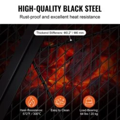 VEVOR X-Marks Fire Pit Grill Grate, Foldable Round Cooking Grate, Heavy Duty Steel Campfire BBQ Grill Grid With Handle And Support X Wire -Aesthtic Interiors GUEST 33c3d2d8 8983 4a4c a0e2 e4560451b9f8