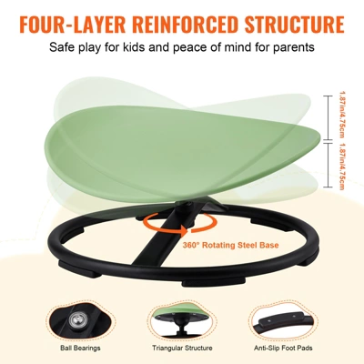 VEVOR Kids Swivel Chair, 220 LBS Capacity, Sensory Spinning Chair, Autistic Kids Sensory Toy Chair With Non-Slip Metal Base, Green 4 VEVOR Kids Swivel Chair, 220 LBS Capacity, Sensory Spinning Chair, Autistic Kids Sensory Toy Chair With Non-Slip Metal Base, Green - Image 4