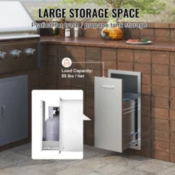 VEVOR Pull Out Trash Drawer 13.6Wx26Hx19.3D Inch Lower Sliding Rails Stainless Steel Roll Out Trash Bin Pull Out Tray, Silver(No Trash Can) -Aesthtic Interiors GUEST 340d11d7 185e 4876 9b38 6a92ffb0fa58