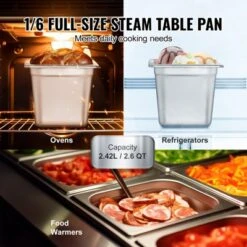 VEVOR 6 Pack Hotel Pans, 1/6 Size Anti-Jam Steam Pan, 0.8mm Thick Stainless Steel Restaurant Steam Table Pan, 6-Inch Deep Commercial Table Pan -Aesthtic Interiors GUEST 34520e77 fb76 485a 9d80 ba722f1f77a4