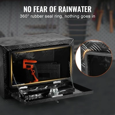 VEVOR Underbody Truck Box, 24" X 17" X 18" Pickup Storage Box, Heavy Duty Aluminum Diamond Plate Tool Box With Lock And Keys 5 VEVOR Underbody Truck Box, 24" X 17" X 18" Pickup Storage Box, Heavy Duty Aluminum Diamond Plate Tool Box With Lock And Keys - Image 5