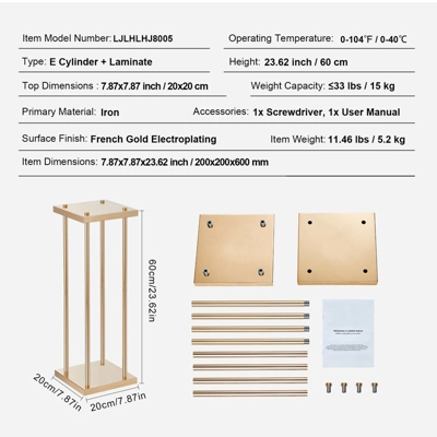 VEVOR 4PCS Gold Metal Column Wedding Flower Stand, 23.6inch High With Metal Laminate, Vase Geometric Centerpiece Stands, Cylindrical Floral Display 3 VEVOR 4PCS Gold Metal Column Wedding Flower Stand, 23.6inch High With Metal Laminate, Vase Geometric Centerpiece Stands, Cylindrical Floral Display - Image 3