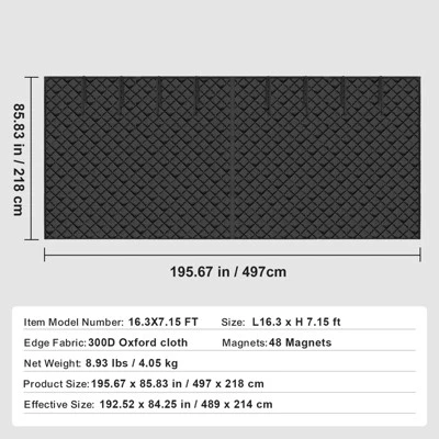 VEVOR Garage Door Screen For Winter, 16x7FT, Garage Door Insulation Kit, Magnetic Thermal Insulated Door Curtain With 300D Oxford Fabric, Black 7 VEVOR Garage Door Screen For Winter, 16x7FT, Garage Door Insulation Kit, Magnetic Thermal Insulated Door Curtain With 300D Oxford Fabric, Black - Image 7