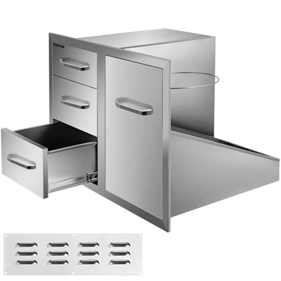 VEVOR Outdoor Kitchen Door Drawer Combo 29.5" W X 22.6" H X 21.7''D, Access Door/Triple Drawers With Propane Drawer, Silver 8 VEVOR Outdoor Kitchen Door Drawer Combo 29.5" W X 22.6" H X 21.7''D, Access Door/Triple Drawers With Propane Drawer, Silver - Image 8