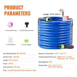 VEVOR 75ft Heated Water Hose For RV, Heated Drinking Water Hose Antifreeze To -45°F, Automatic Self-regulating,5/8" I.D. With 3/4" GHT Adapter, Blue 14 VEVOR 75ft Heated Water Hose For RV, Heated Drinking Water Hose Antifreeze To -45°F, Automatic Self-regulating,5/8" I.D. With 3/4" GHT Adapter, Blue -Aesthtic Interiors GUEST 34d8c1e9 7f33 44bd 8309 f06449aeb483