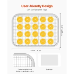 VEVOR Food Dehydrator Machine, 6 Stainless Steel Trays, 400W Electric Food Dryer With Adjustable Temperature & 24-Hour Timer, Freeze Dryer, Silver -Aesthtic Interiors GUEST 34f58711 712a 4860 8e36 7190086bbd8d 1