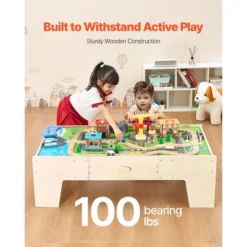 VEVOR Train Table, 62 Multicolor Pieces Wooden Kids Activity Table With Large Storage Drawer, 3-in-1 Wooden Train Set For Kids Ages 3+, Multicolor -Aesthtic Interiors GUEST 354b21fc 42f6 4d09 8a5c 17490763bc8d