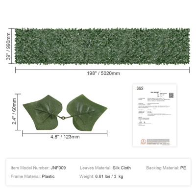 VEVOR Ivy Privacy Fence, 39 X 198in Artificial Green Wall Screen, Greenery Ivy Fence With Mesh Cloth Backing And Strengthened Joint 7 VEVOR Ivy Privacy Fence, 39 X 198in Artificial Green Wall Screen, Greenery Ivy Fence With Mesh Cloth Backing And Strengthened Joint - Image 7