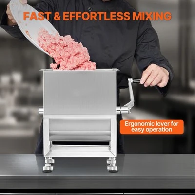 VEVOR Manual Meat Mixer, 15L Fixed Tank Meat Processing Equipment(Mixing Maximum 15LBS For Meat), Stainless Steel Meat Mixer, Silver 3 VEVOR Manual Meat Mixer, 15L Fixed Tank Meat Processing Equipment(Mixing Maximum 15LBS For Meat), Stainless Steel Meat Mixer, Silver - Image 3