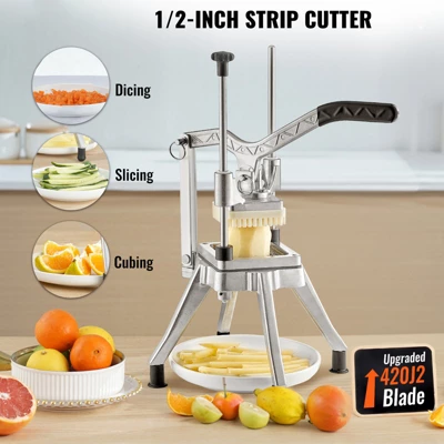 VEVOR Commercial Vegetable Fruit Chopper 1/2″ Blade Heavy Duty Professional Food Dicer Kattex French Fry Cutter Onion Slicer Stainless Steel 2 VEVOR Commercial Vegetable Fruit Chopper 1/2″ Blade Heavy Duty Professional Food Dicer Kattex French Fry Cutter Onion Slicer Stainless Steel - Image 2