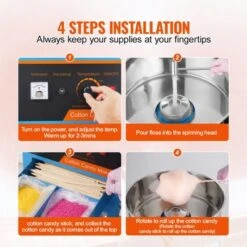 VEVOR Electric Cotton Candy Machine With Cart, 1000W Commercial Candy Floss Maker With Stainless Steel Bowl, Sugar Scoop And Drawer,Blue -Aesthtic Interiors GUEST 3615981a 13a8 4647 9a02 ed462fb2c1fd