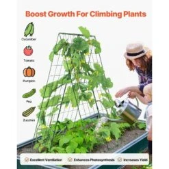 VEVOR Cucumber Trellis For Climbing Plants, 46" X 32" Foldable Cucumber Trellis Set With Plant Clips, Metal Garden Trellis For Raised Bed -Aesthtic Interiors GUEST 3631ade5 3932 4da1 8a65 edce80f20f04