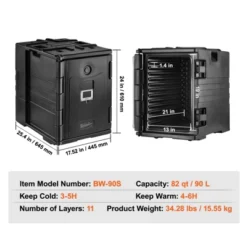 VEVOR Insulated Food Pan Carrier, 82 Qt Hot Box For Catering, LLDPE Food Box Carrier With Double Buckles, Front Loading Food Warmer, Black -Aesthtic Interiors GUEST 3654053f 5211 4992 9a50 9ce0b631d065