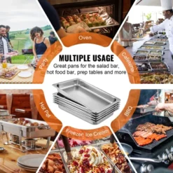 VEVOR 6 Pack Steam Table Pans 20.9 X 12.8 X 2.6 Inch Deep Steam Table Pan Full Size 8.5L Deep Food Container Stainless Steel Oven Tray, Silver -Aesthtic Interiors GUEST 36b0ecec c94e 4c5d 82c0 984297a6765d