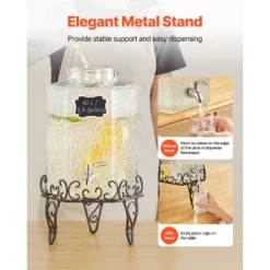 VEVOR Beverage Dispenser, 2.5 Gallon Drink Dispensers For Parties, Glass Juice Dispenser With Metal Stand, Stainless Steel Spigot, Clear 12 VEVOR Beverage Dispenser, 2.5 Gallon Drink Dispensers For Parties, Glass Juice Dispenser With Metal Stand, Stainless Steel Spigot, Clear -Aesthtic Interiors GUEST 36bfaceb 2e9f 4e54 a4a6 de1e5a91da6b