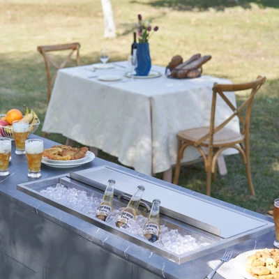 VEVOR Drop In Ice Chest, 36"L X 18"W X 14"H Stainless Steel Ice Cooler, Commercial Ice Bin With Sliding Cover, 40.9 Qt Outdoor Kitchen Ice Bar 1 VEVOR Drop In Ice Chest, 36"L X 18"W X 14"H Stainless Steel Ice Cooler, Commercial Ice Bin With Sliding Cover, 40.9 Qt Outdoor Kitchen Ice Bar