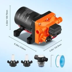 VEVOR Water Diaphragm Pump, 12V DC, 3.5 GPM Flow, 55 PSI Rated Pressure (40-80 PSI Adjustable), 1/2" MNPT Self Priming Sprayer Pump, Orange -Aesthtic Interiors GUEST 3763f8ca e5cc 4271 9534 143d052da6eb