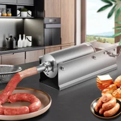 VEVOR Manual Sausage Stuffer, 5 L / 11 LBS Horizontal Sausage Machine, Dual-Speed Meat Stuffer, Made Of Food-Grade 304 Stainless Steel, Silver