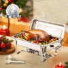 VEVOR Chafing Dish Buffet Set, 8 Qt 2 Pack, Stainless Steel Chafer With 2 Full Size Pans,Rectangle Catering Warmer Server With Lid Water Pan, Silver