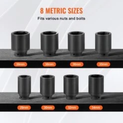 VEVOR Axle Nut Impact Socket Set, 1/2" Drive Deep 12-Point 8-Piece Metric Spindle Nut Socket Set, CR-MO Heat Treated Large Socket Set Black 10 VEVOR Axle Nut Impact Socket Set, 1/2" Drive Deep 12-Point 8-Piece Metric Spindle Nut Socket Set, CR-MO Heat Treated Large Socket Set Black -Aesthtic Interiors GUEST 37b40dc6 64a5 4ab7 b0e0 30f40571b437