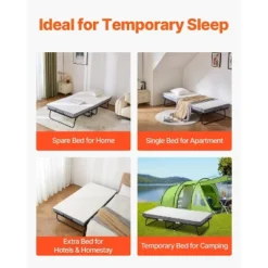 VEVOR Rollaway Bed, 38 In X 75 In Folding Bed With 4 In Mattress, Twin Size Foldable Bed With Sturdy Metal Frame & Memory Foam Mattress 12 VEVOR Rollaway Bed, 38 In X 75 In Folding Bed With 4 In Mattress, Twin Size Foldable Bed With Sturdy Metal Frame & Memory Foam Mattress -Aesthtic Interiors GUEST 37bae6e2 b710 4ebb abb5 b11c0e7c491f