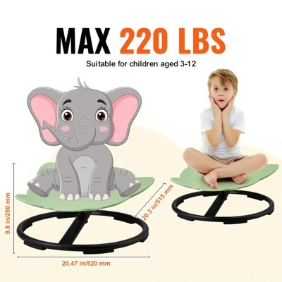 VEVOR Elephant Kids Swivel Chair, 220 LBS Capacity, 360° Spinning Chair, Autistic Kids Sensory Toy Chair With Non-Slip Metal Base, Green 2 VEVOR Elephant Kids Swivel Chair, 220 LBS Capacity, 360° Spinning Chair, Autistic Kids Sensory Toy Chair With Non-Slip Metal Base, Green - Image 2