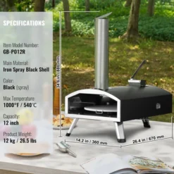 VEVOR Portable Outdoor Oven, 12-inch Pizza Oven, Pellet & Chips & Charcoal Tri-Fuel, Iron Spray Pizza Grill -Aesthtic Interiors GUEST 3805255e bccb 4f25 840b d84c3ed1ffad