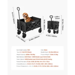 VEVOR Collapsible Wagon Carts, 120L & 225LBS Folding Wagons With All-Terrain Wheels, Heavy Duty Outdoor Utility Cart With Adjustable Handle, Black -Aesthtic Interiors GUEST 3807363e 63a7 4acf a03c 326cb8da53e6